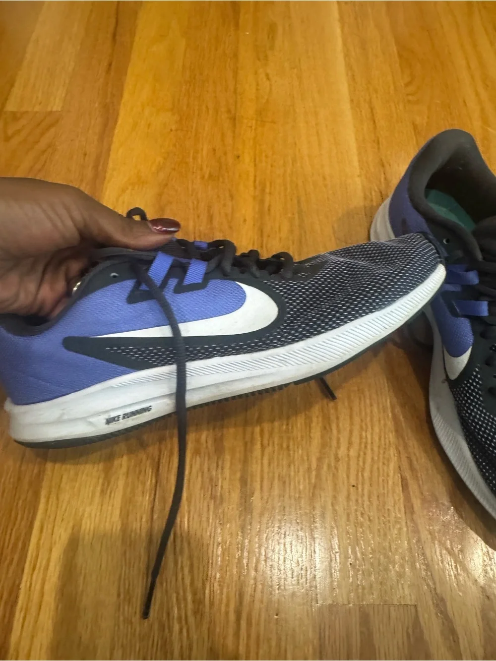 Nike Black and Purple Downshifter Athletic Sneakers